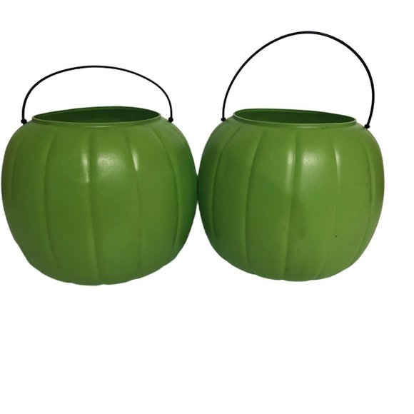 Vintage General Foam Plastics USA Green Halloween Buckets Set Of 2 - Picture 2 of 12